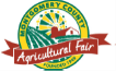 Logo for the agricultural fair in red and green with fields