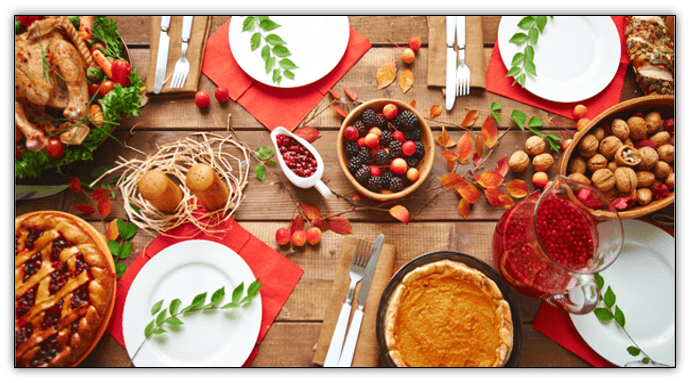 Healthy Cooking for the Holidays Meal on a table