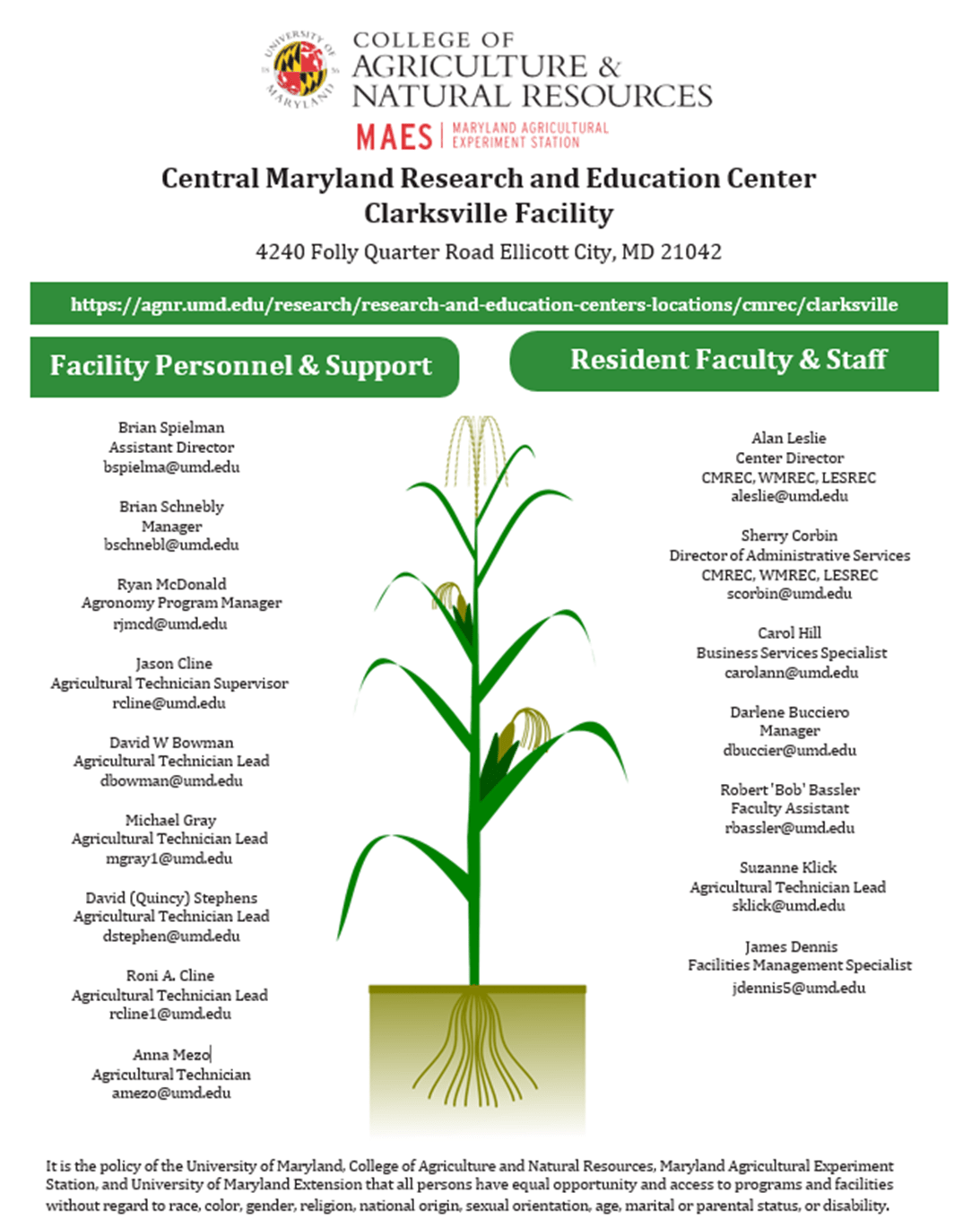 CMREC Clarksville Facility Personnel & Support Staff