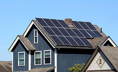 Solar panels on the roof of a home.