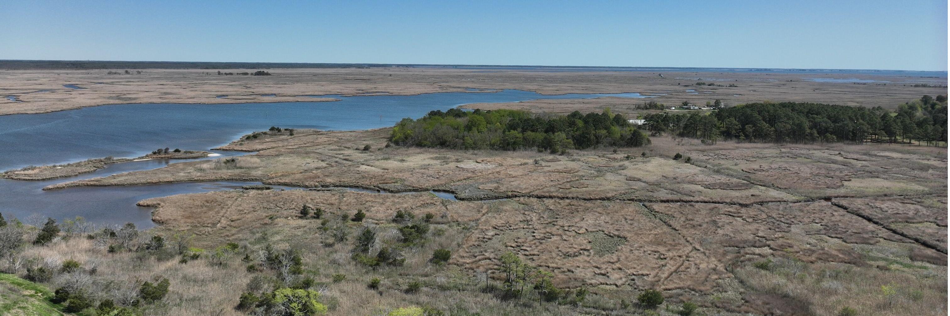 Drone image of the Chesapeake Bay and surrounding Marsh