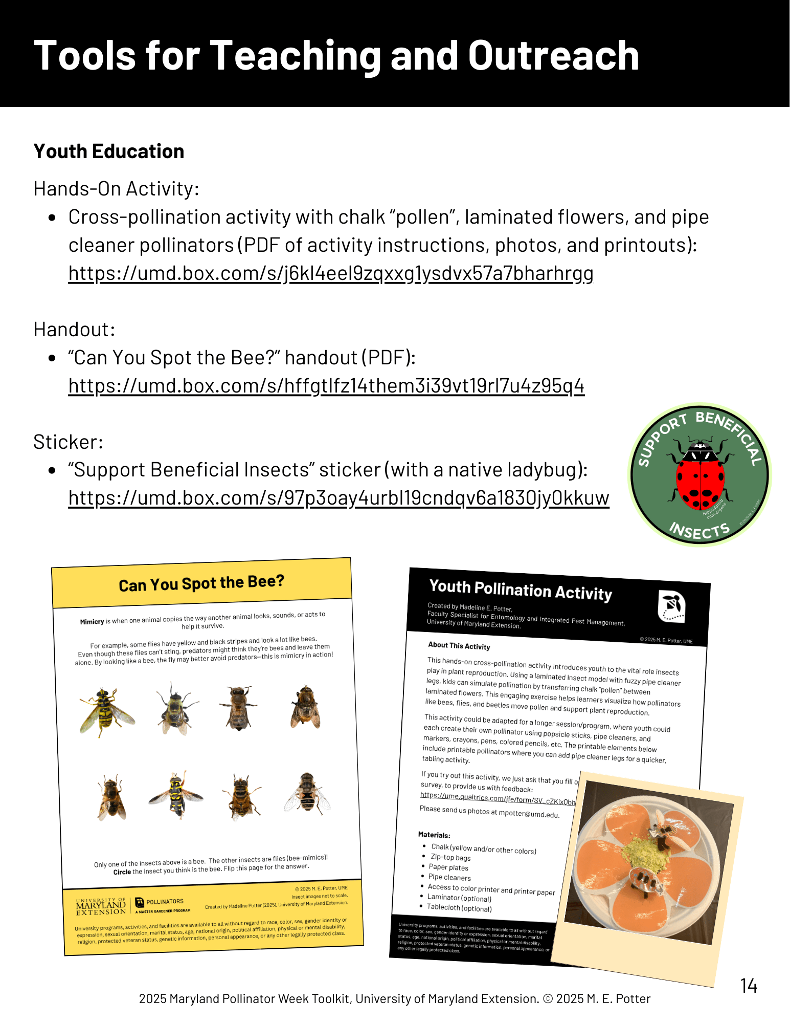 A page out of the digital Maryland pollinator week toolkit.