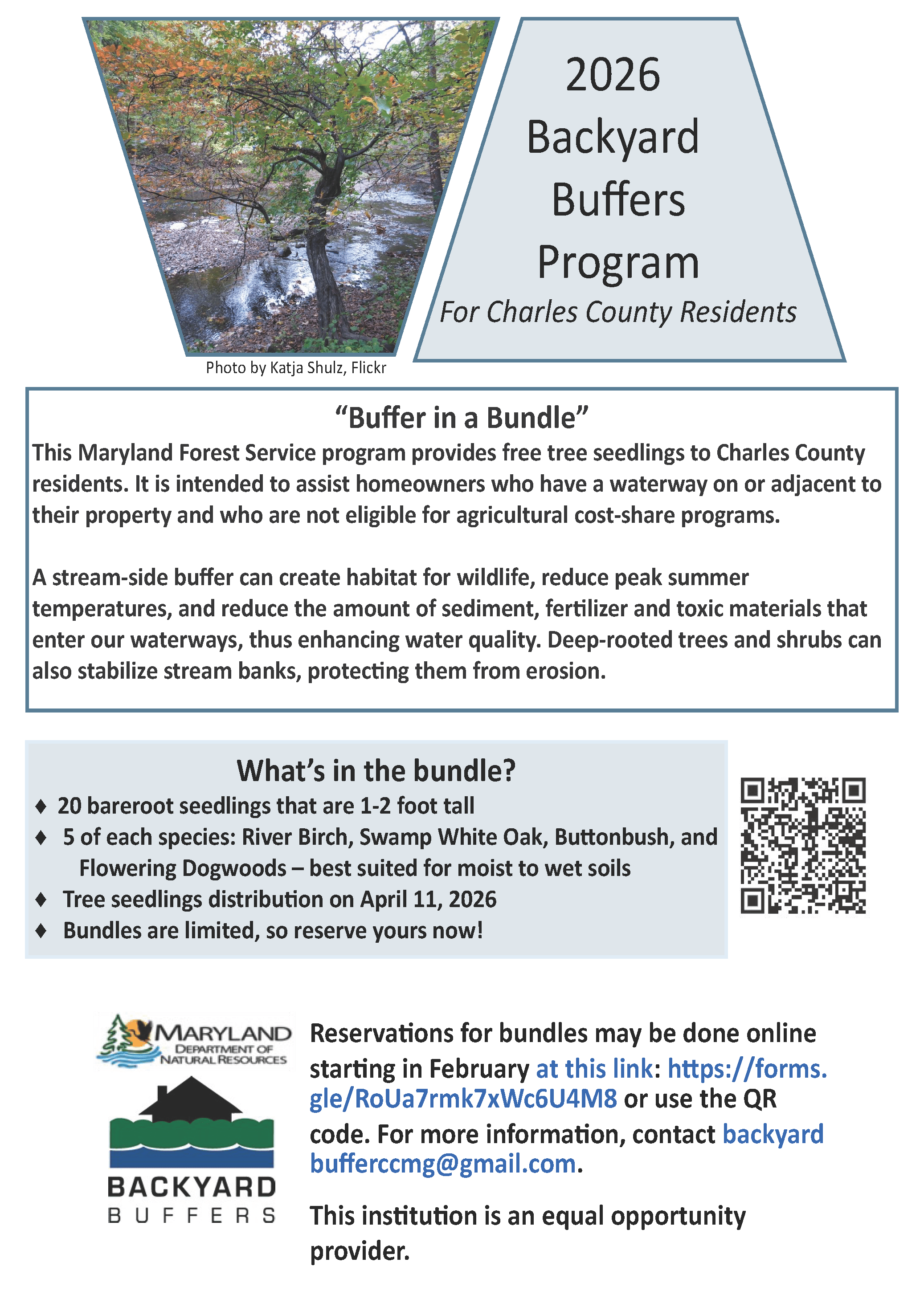 Notice of 2026 Backyard Buffers Saplings Give Away