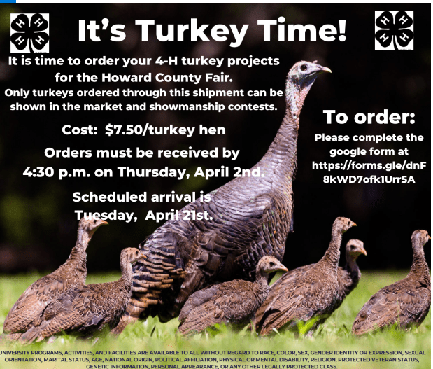 It's Turkey Time! order due by April 2nd - $7.50 a bird