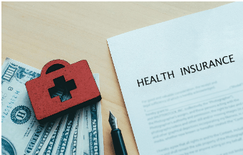 Health insurance document and money
