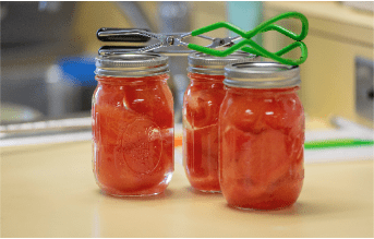 Mason jars preserving fresh produce