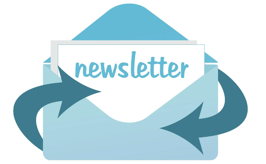 Envelope with Newsletter written with arrows circling it