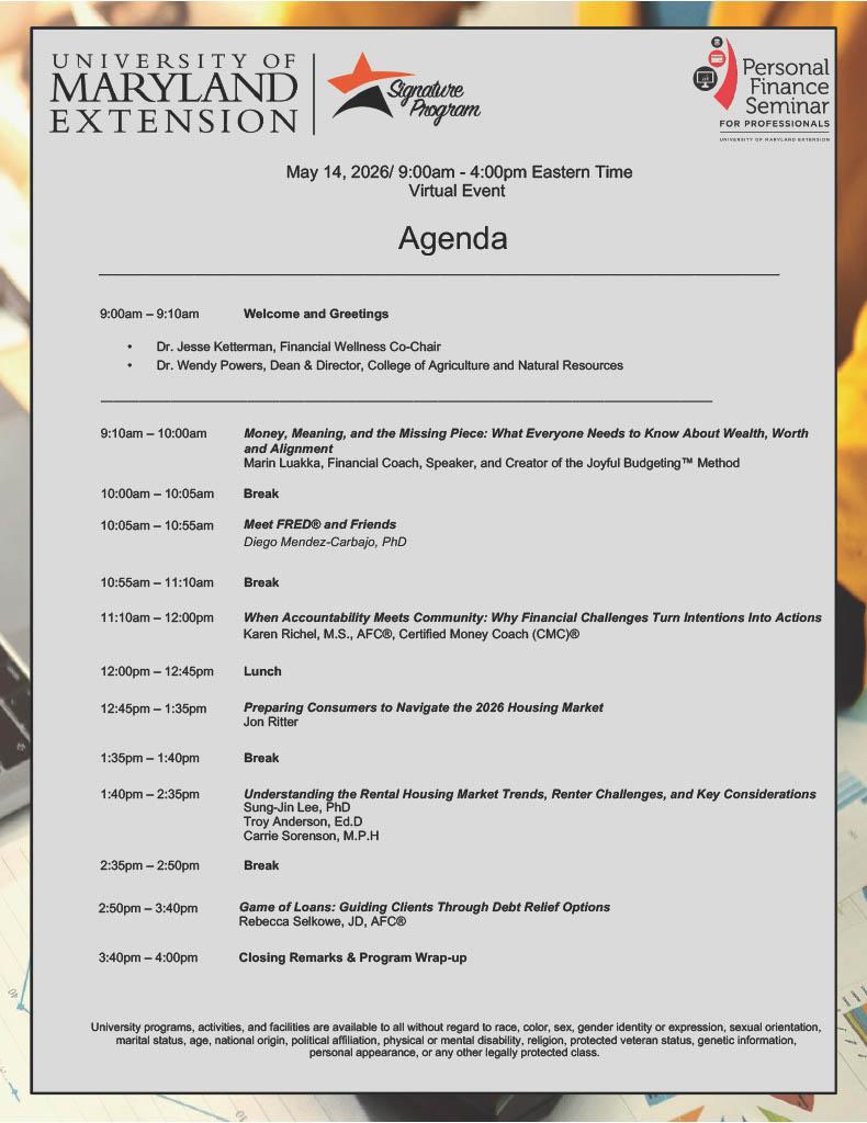 Updated 2026 UME PFS Agenda