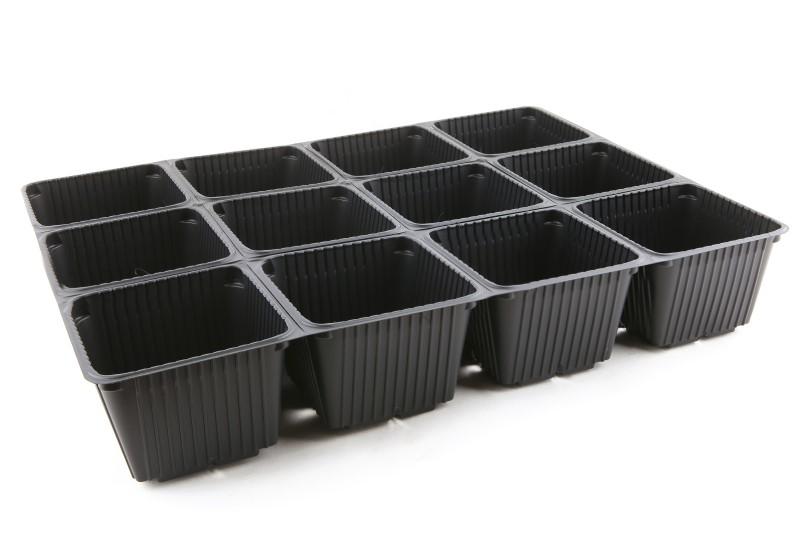 A large plastic cell pack unit with 12 cells arranged in 4 rows of 3 cells.